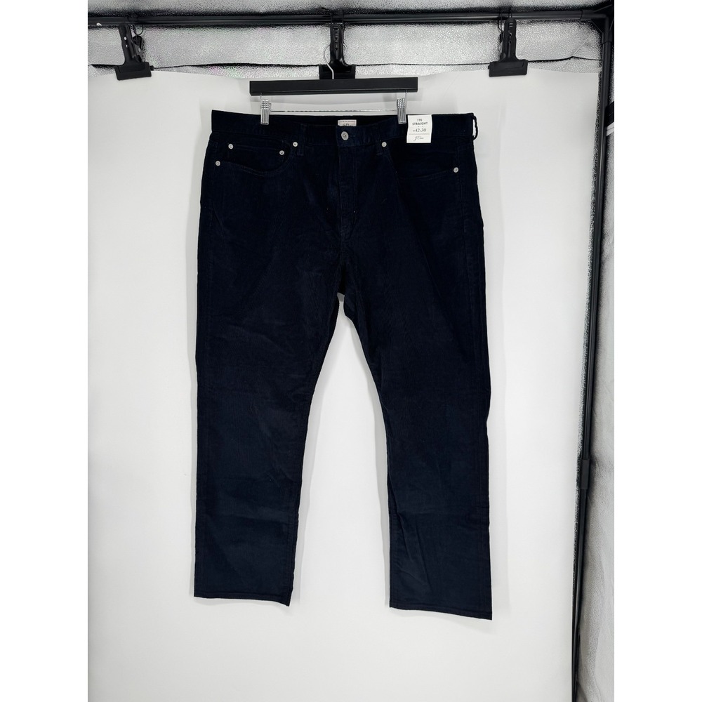 J Crew 770 Straight Leg Corduroy Pants Mens 42x30 Navy Blue Stretch 5 Pocket